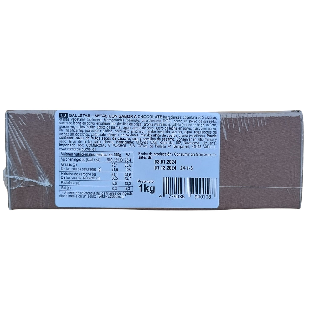 Galletas Forma de Setas Cubiertas de Chocolate | Formato 1KG