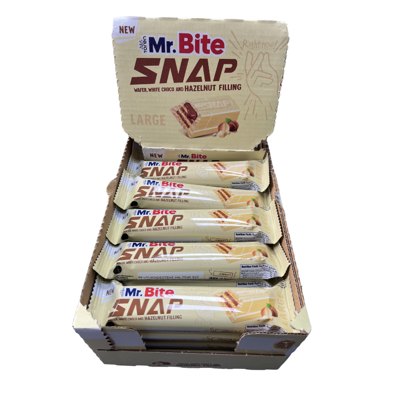 MR. Bite Snap Cioccolato Bianco 35G - Espositore Contiene 24 Unità