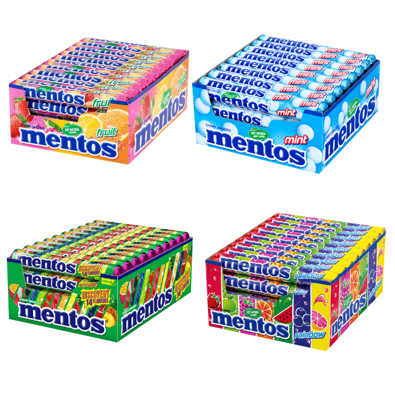 Mentos Caramelos Masticables: Frutas, Discovery, Rainbow y Menta - Formato 40 Uds | ELEGIR REFERENCIA