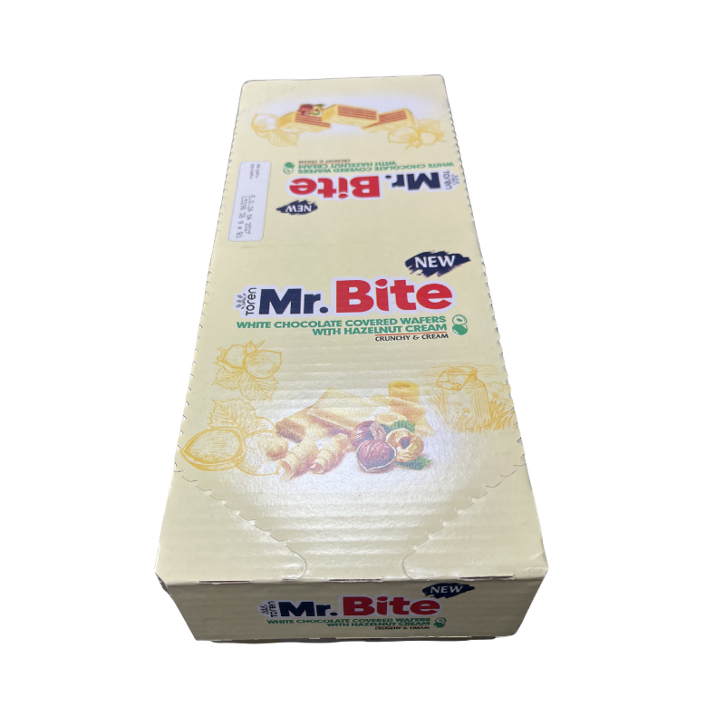 MR.Bite Chocolate Blanco Con Avellana 38G - Expositor Contiene 24 Unidades