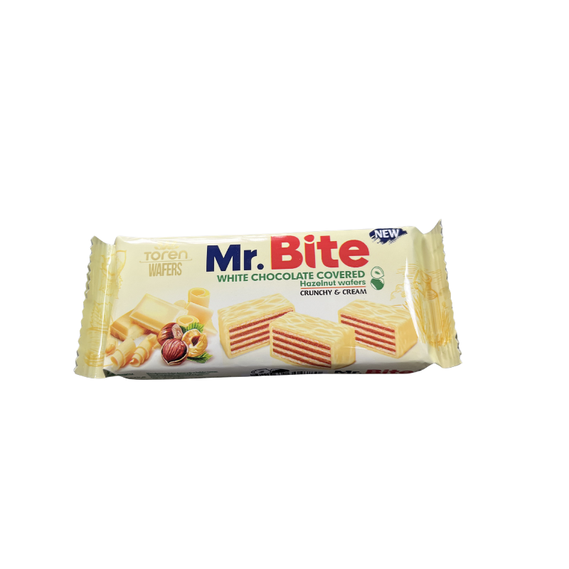 MR.Bite Cioccolato Bianco con Nocciole 38G - Espositore Contiene 24 Unità