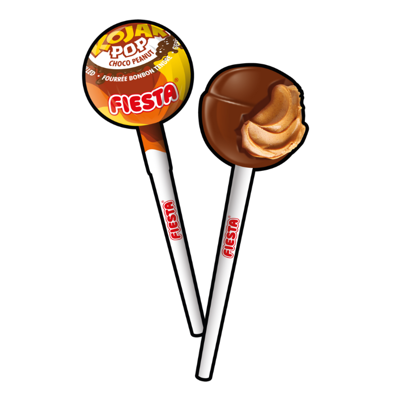 Kojak Pop Choco Peanut | Con Chocolate e Interior Relleno de Crema de Cacahuete - Contiene 100 Unidades