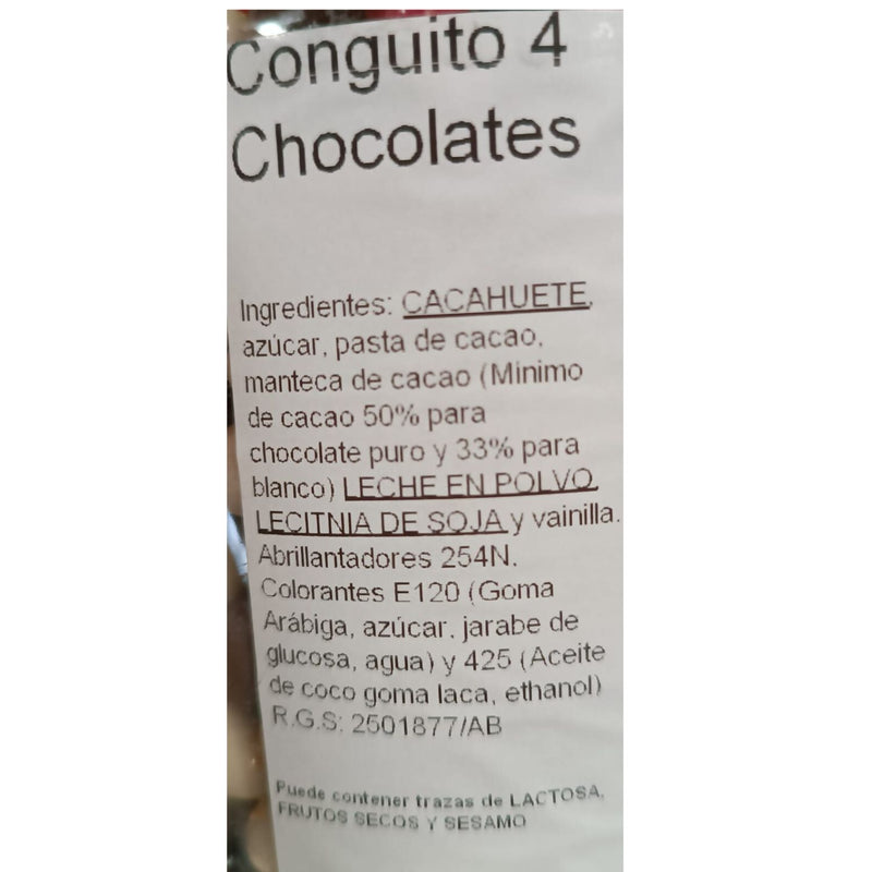Cacahuete Cubierto 4 Chocolates - Blanco, Negro, Leche, Frambuesa | Formato Tarro 1,3 KG