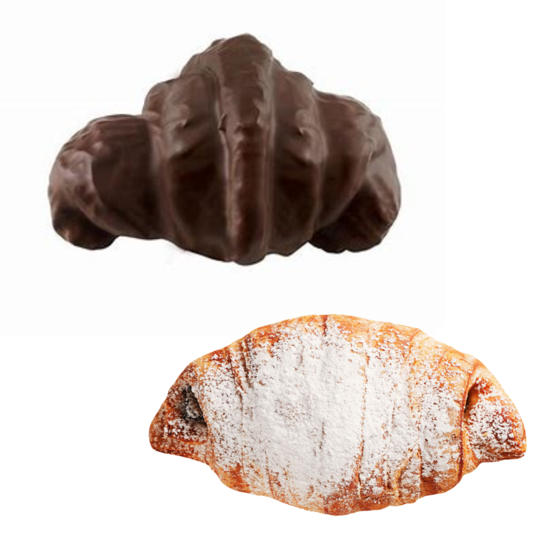Croissants Rellenos Interior de Chocolate Cubierto de Azúcar Glass o Chocolate | Formato Bandeja 2KG ELEGIR REFERENCIA