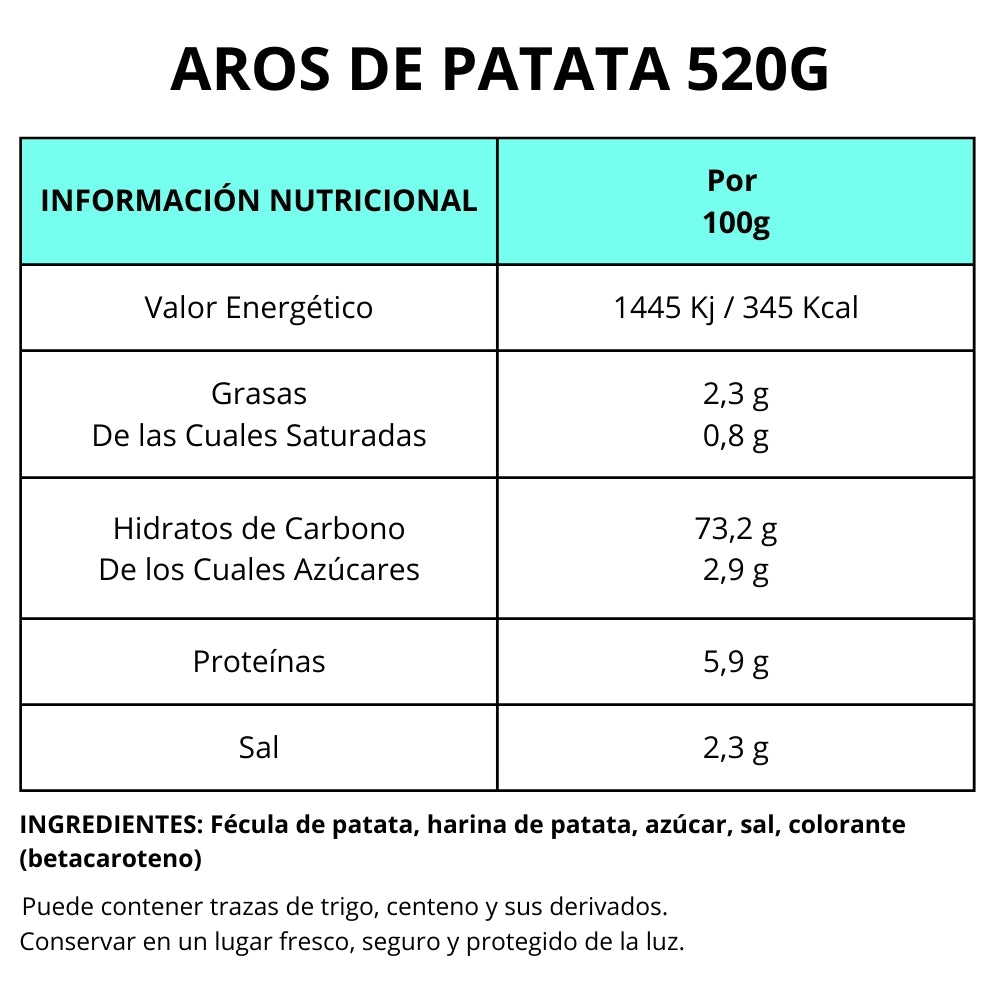 Aros de Patata - Snacks Para Freír En Casa | Formato Tarro PET Reutilizable 520G