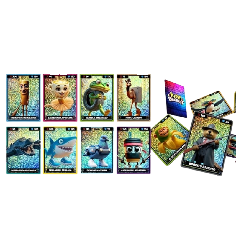 KIDS Brainrot Cartas y Piruleta | Formato 24 Unidades