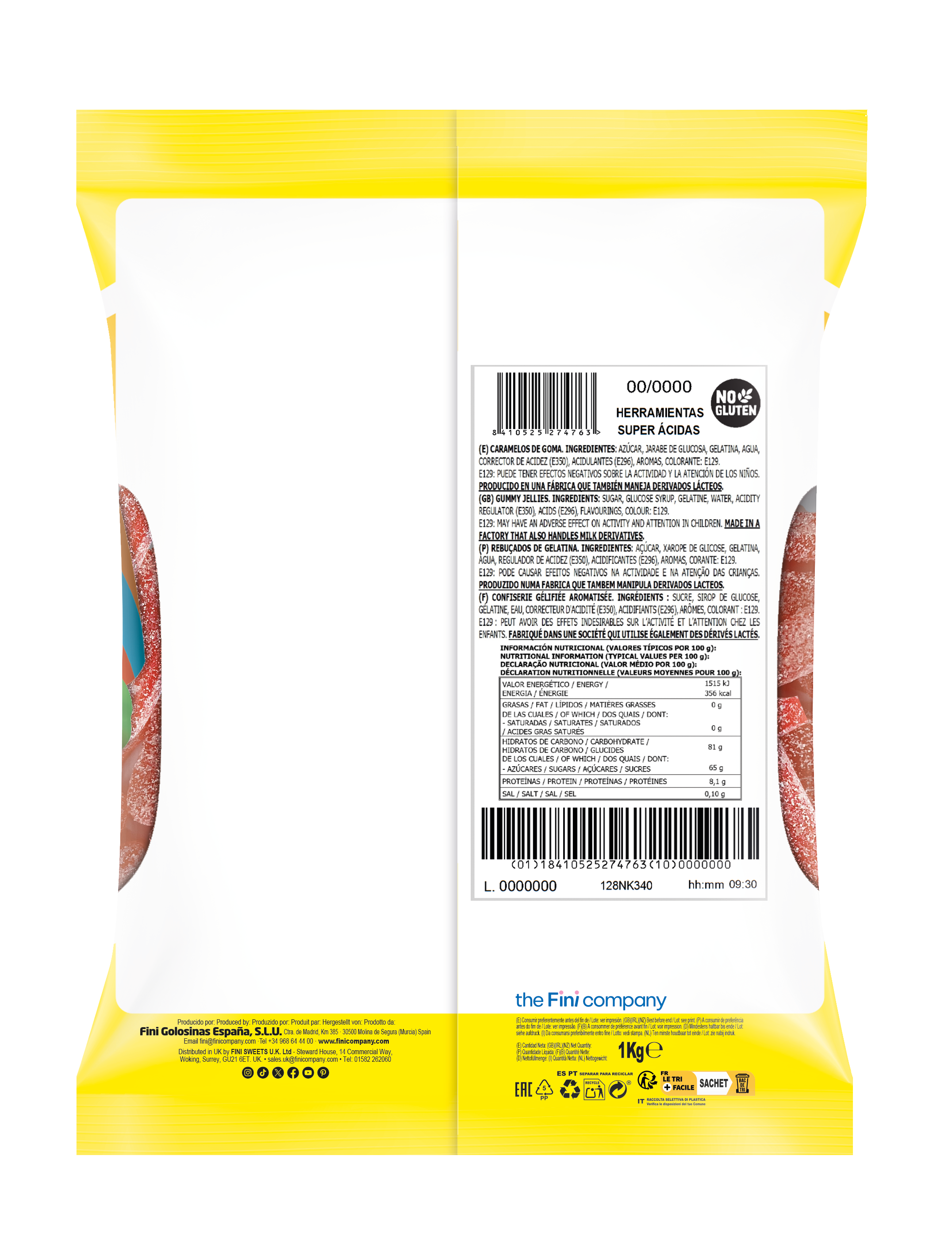 Llaves y Herramientas Super Ácidas Fini ELEGIR SABOR FRESA O FRAMBUESA | Formato Bolsa 1kg