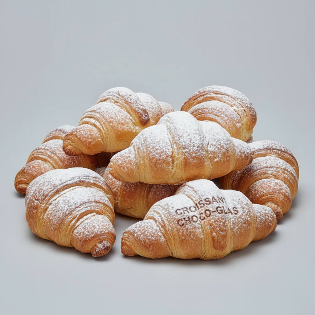 Croissant Relleno Interior de Chocolate Cubierto de Azúcar Glass | Formato Bandeja 2KG