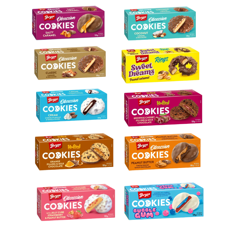 Biscotti Bergen Obsession Ripieni Gusti diversi 128g | SCEGLIERE ARTICOLO