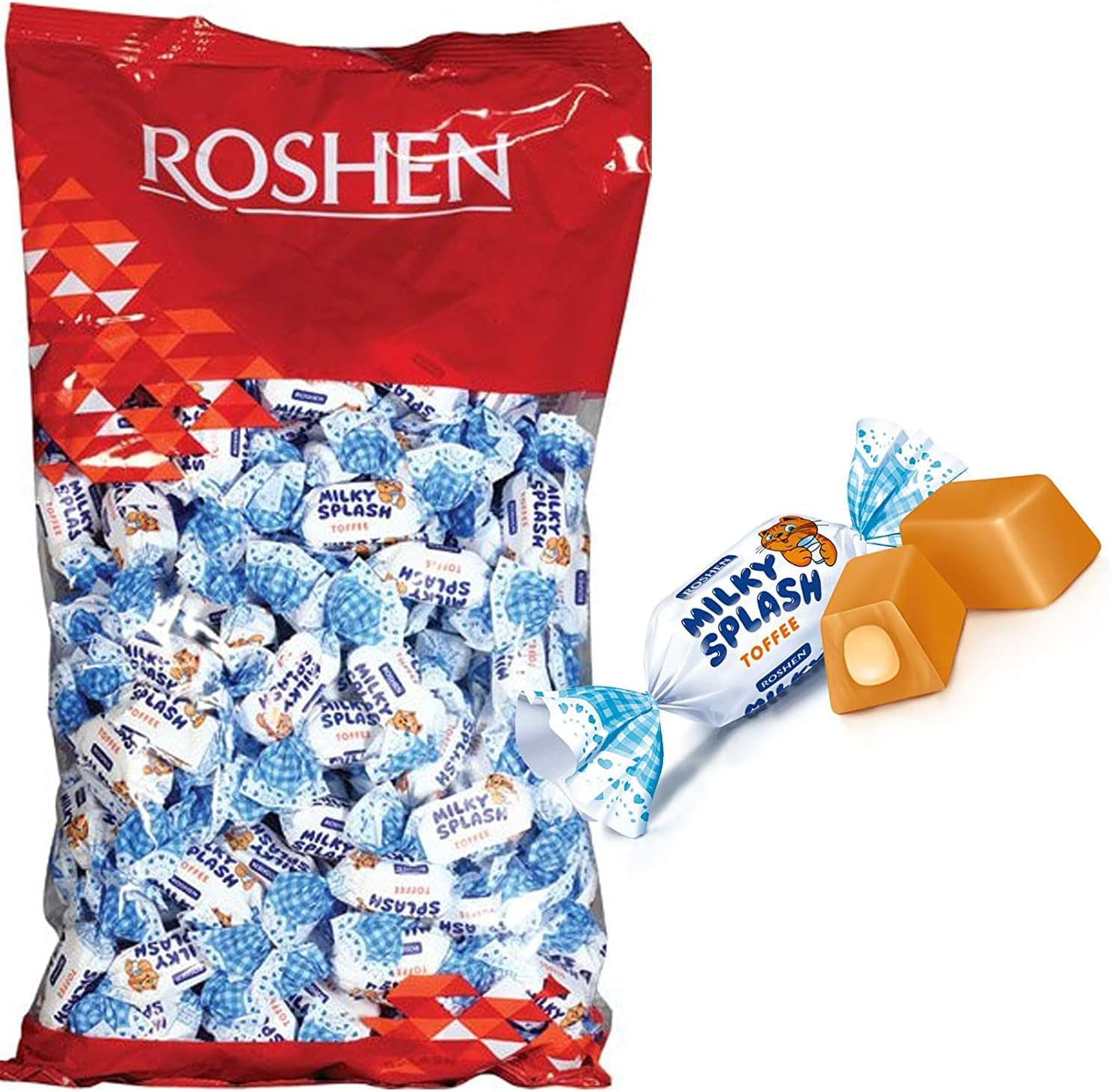 Roshen Caramelo Milky Splash - Relleno de Crema de Leche | Bolsa 1KG