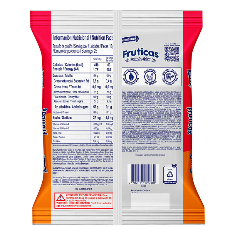 Caramelo Fruticas Sabores Variados | Formato 400g x 100 Uds