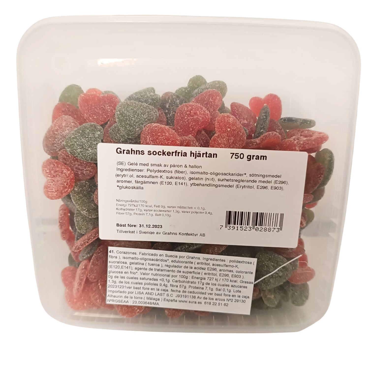 Corazones Pica - Chuches Fabricadas en Suecia | Tarro Reutilizable 750g