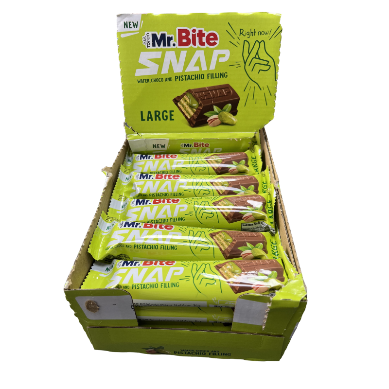 MR.BITE SNAP Pistachio 35G - Expositor Contiene 24 Unidades