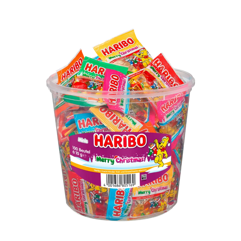 Merry Christmas Haribo - OSITOS CON TEMÁTICA NAVIDAD | Formato Tarro 100 BOLSAS Envueltas Individualmente
