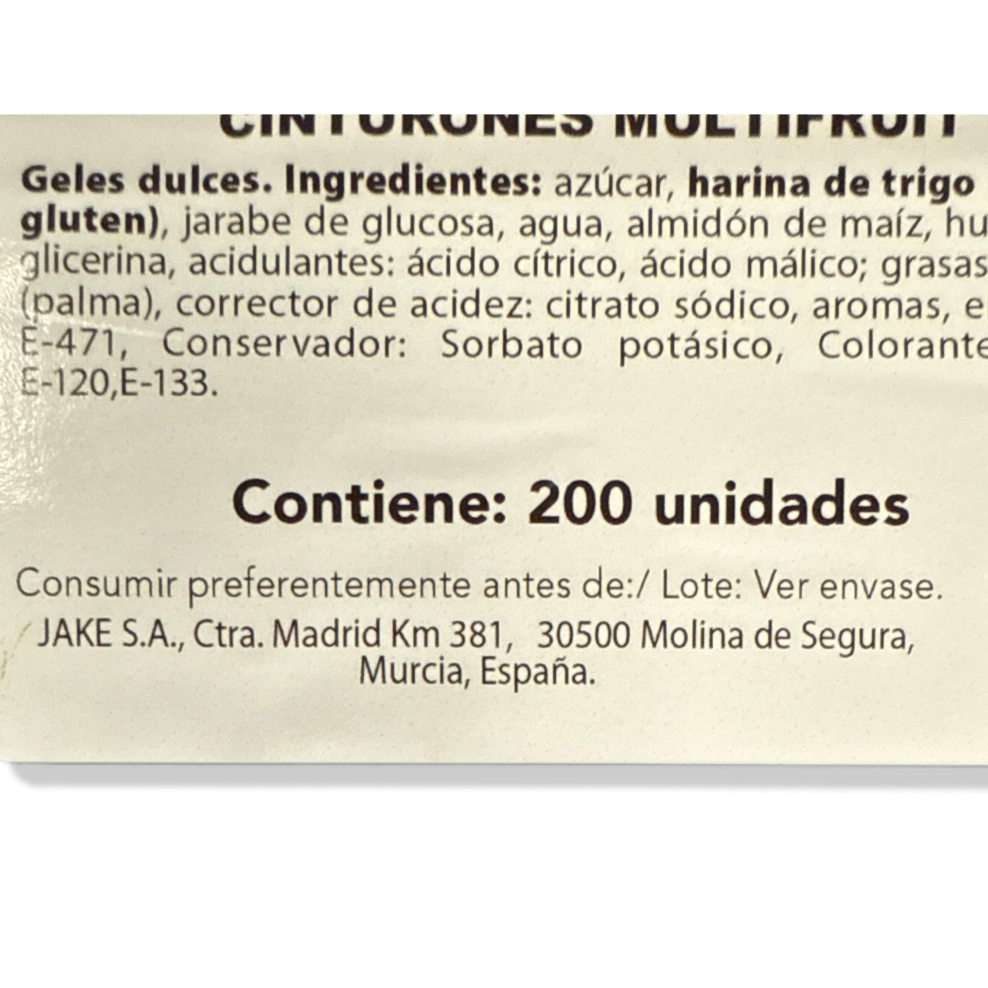 Cinturones 4 Colores Multifruit Pica Jake | Formato Tarro Reutilizable 200 Unidades