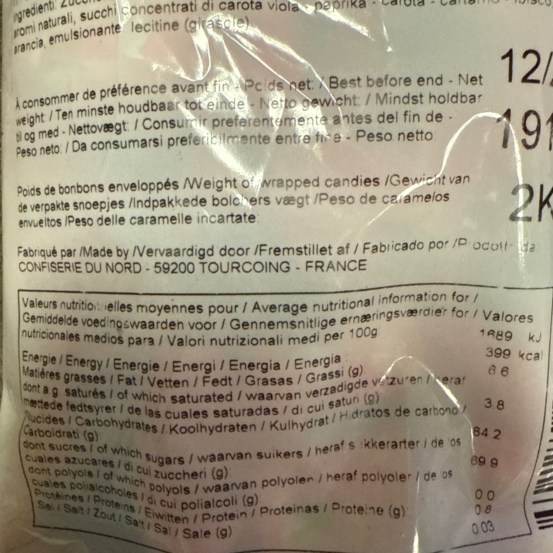 Caramelos Masticables SIN AZÚCAR - Sabores "Frutas Rojas" | Formato Bolsa 1KG