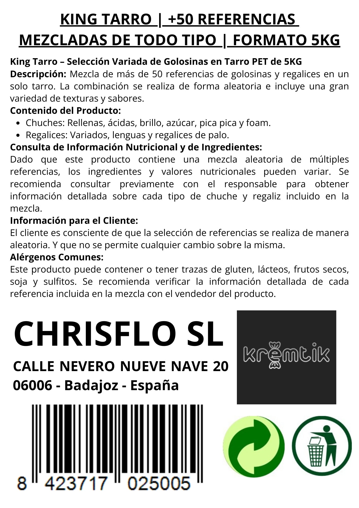 KING TARRO | +50 REFERENCIAS MEZCLADAS DE TODO TIPO | FORMATO 5KG