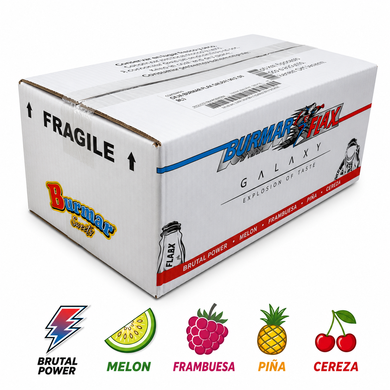 FLAX BURMAR SABORES GALXY: Brutal Power, Melon, Frambuesa, Piña y Cereza