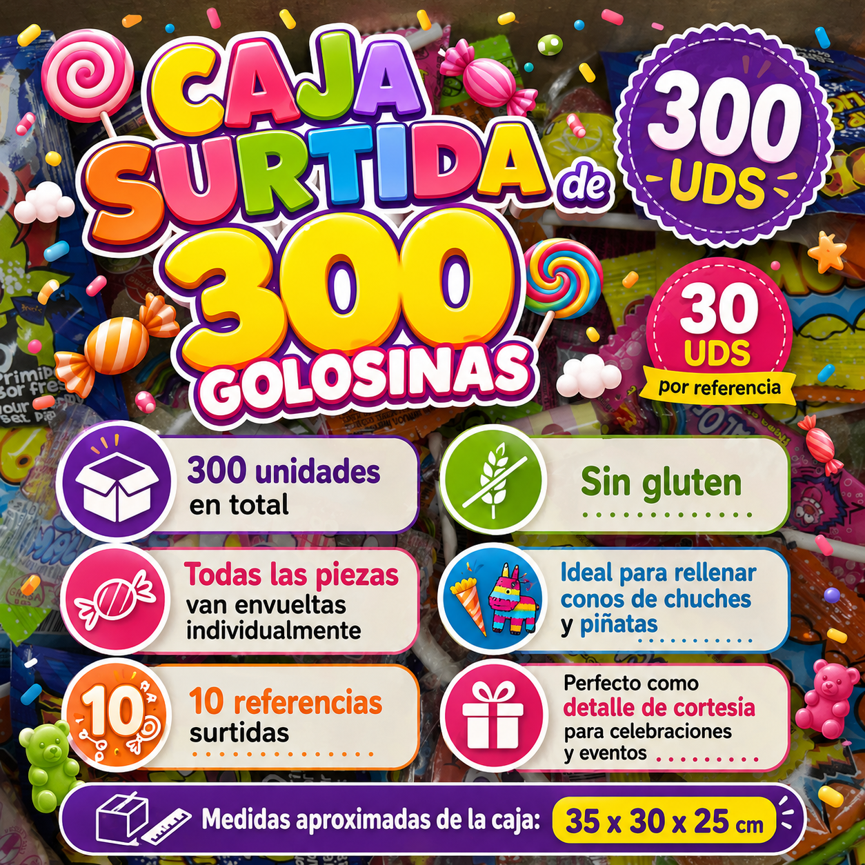 Confezione Assortita di Caramelle e Dolcetti per Riempire Pignatte e Coni di Compleanno | SUPER PACK KREMTIK | Ideale per Eventi e Feste - Prodotti Confezionati Singolarmente