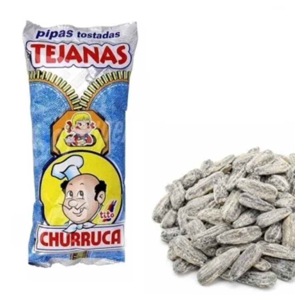 Pipas Tejanas Popular - Bolsa con Asa Expositora - Contiene 50 Unidades de 30g.