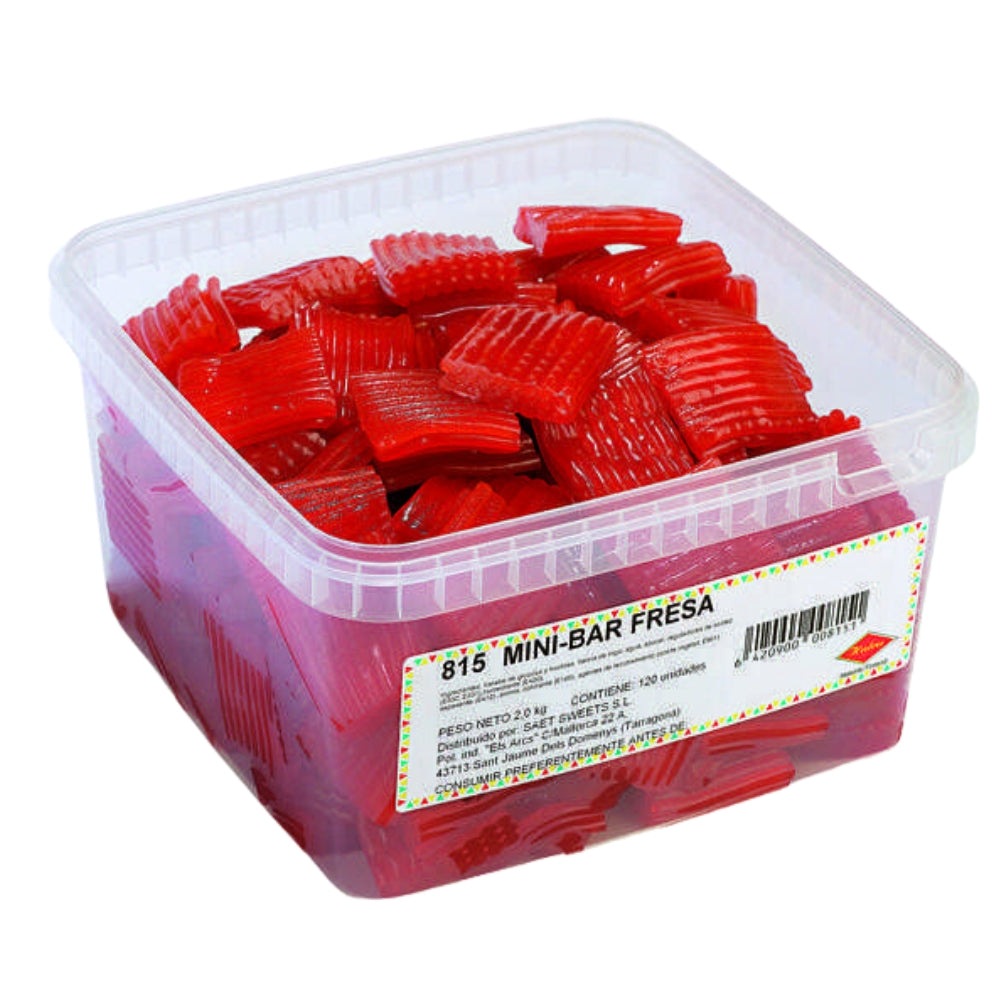 Mini Bar Regaliz Rojo Fresa - Saet Sweets | Tarro 2KG - 220 Unidades