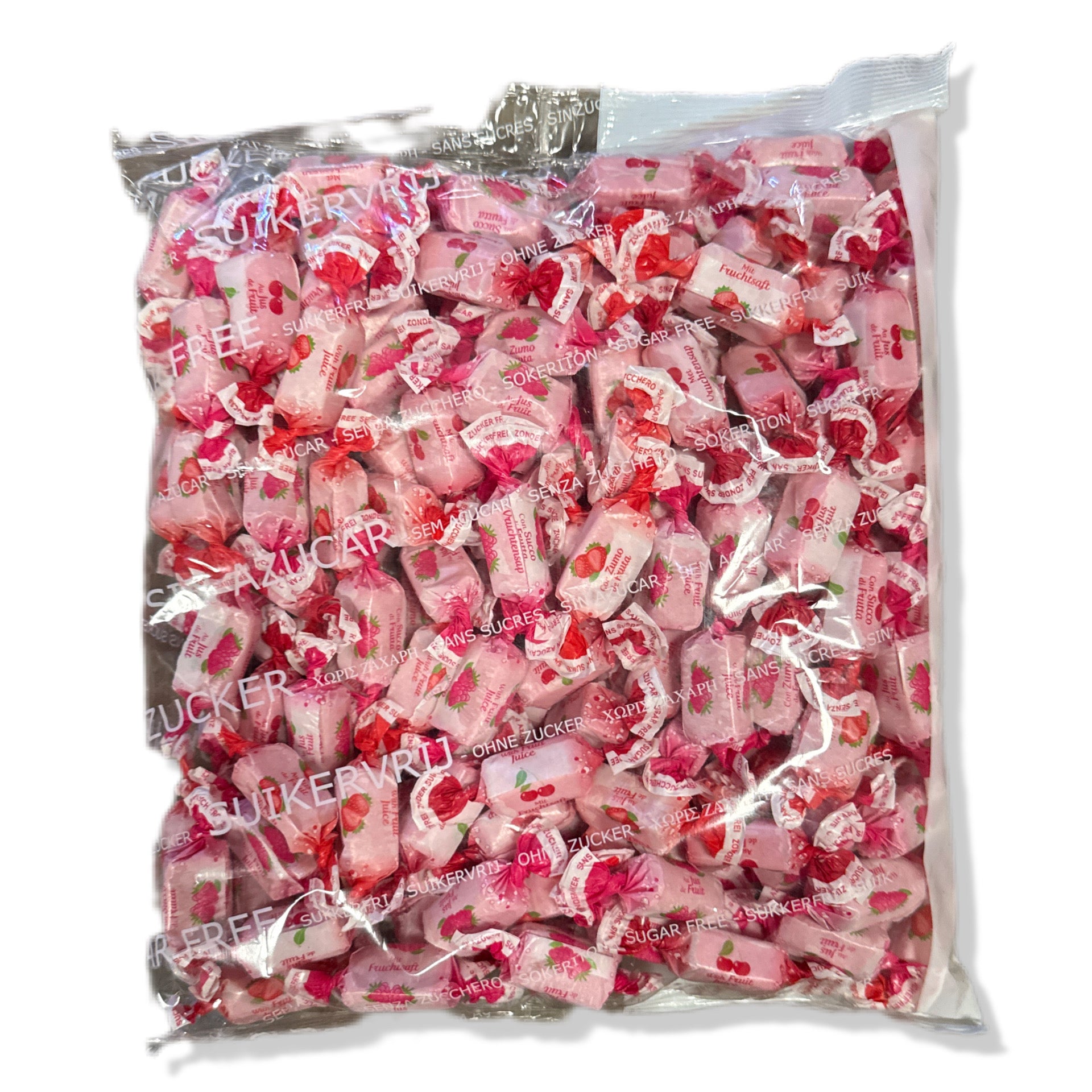 Caramelos Masticables SIN AZÚCAR - Sabores "Frutas Rojas" | Formato Bolsa 1KG