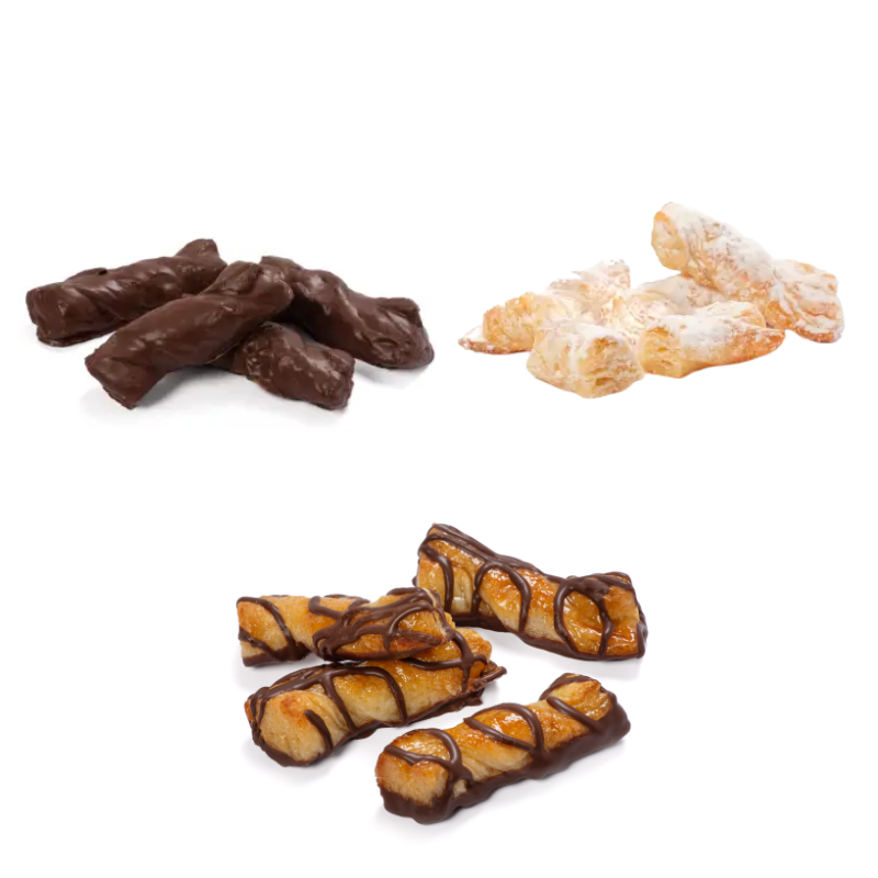 Lazos de Hojaldre - Chocolate, Glass o Rayado | Formato Caja 2,5KG o 1,7KG ELEGIR REFERENCIA