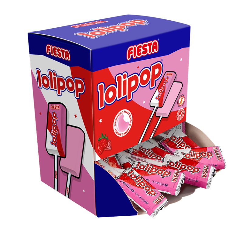 Lolipop Fresa | Mini Cajita Expositora - Contiene 20 Unidades