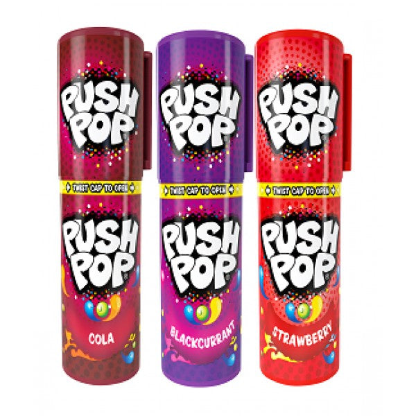 Caramelo Push Pop | Formato Caja 20 Unidades (Cola, BlackCurrant, Fresa)
