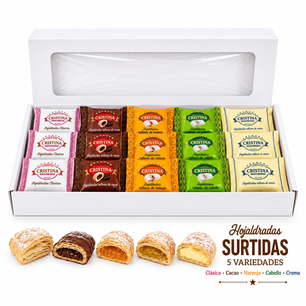 Hojaldres Surtidos Envueltos "5 Variedades"| Caja Expositora 3KG