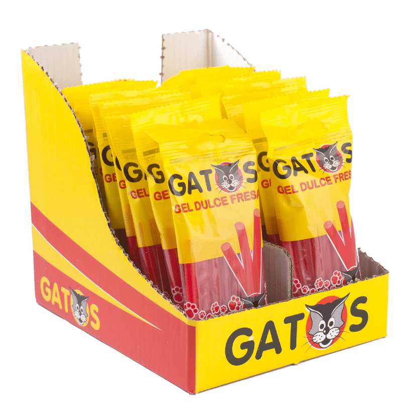 Gato Regaliz Rojo - Saet Sweets | Expositor 20 Bolsas 76g