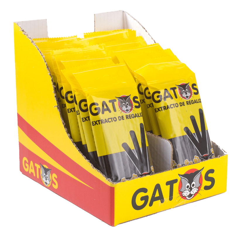 Gato Regaliz Negro - Saet Sweets | Expositor 20 Bolsas 76g