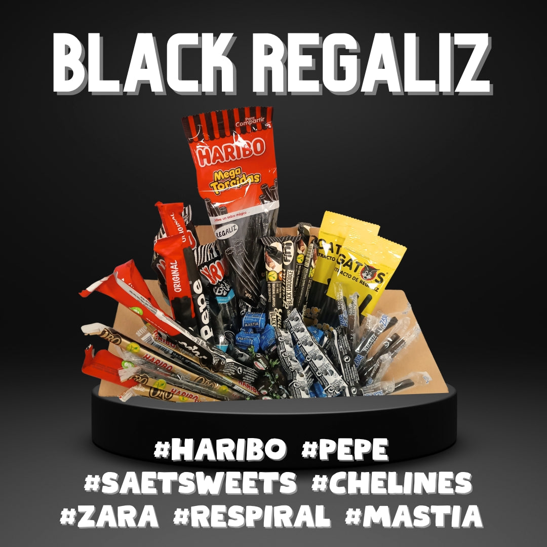 REGALIZ NEGRO - KREMTIK BOX | Caja Surtida de Caramelos, Regalices y Chuches con Sabor Original a Regaliz Negro - 10 Referencias para Degustación
