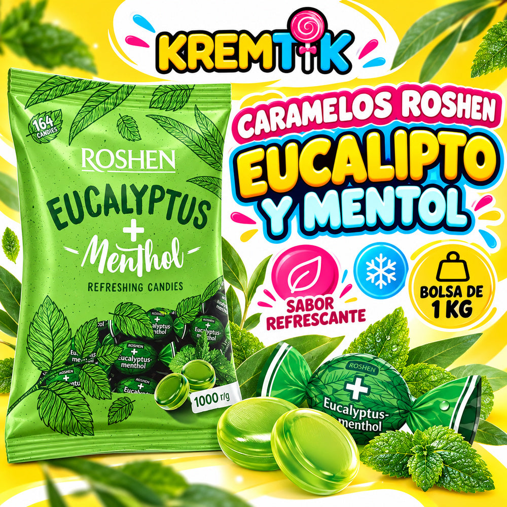 Caramelos Roshen Eucalipto y Mentol bolsa 1 kg β imagen 3