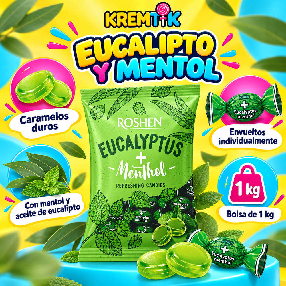 Caramelos Roshen Eucalipto y Mentol bolsa 1 kg β imagen 5
