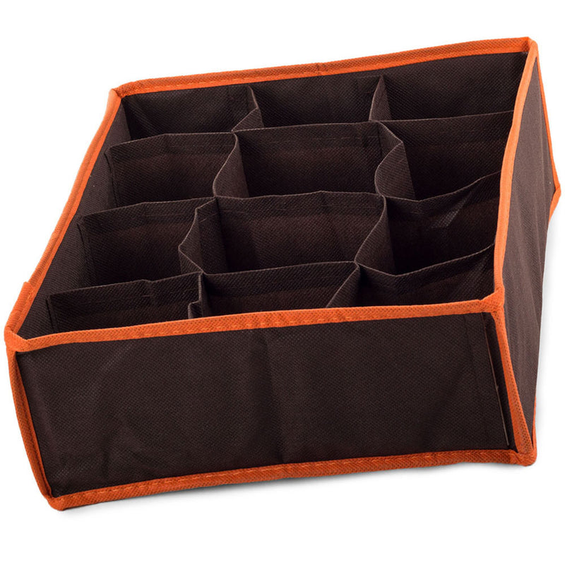 Caja Organizadora de Tela con 12 Compartimentos 30cm x 25cm x 10cm | Color Naranja
