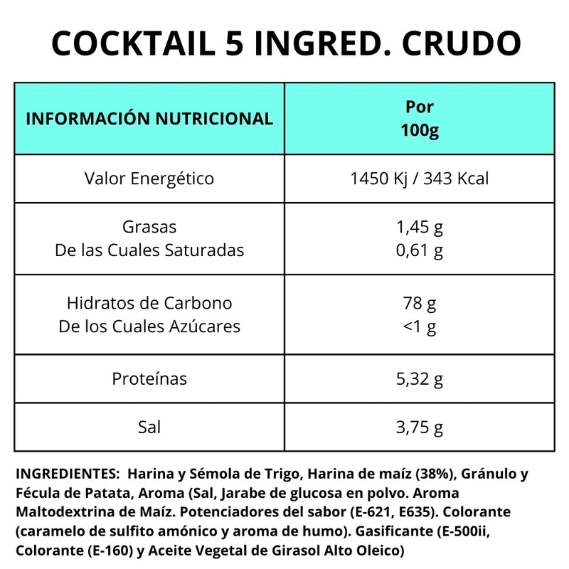 Snacks "Cocktail Five" - Snacks Para Freír en Casa | Formato Tarro Reutilizable 1KG