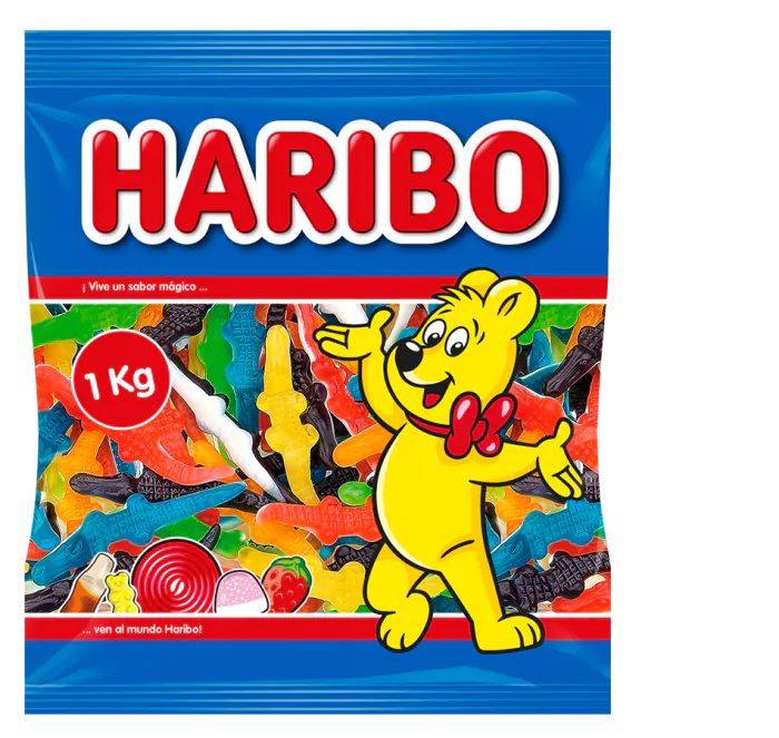 Lagartones Haribo | Formato Bolsa 1KG - Aprox 117 Uds