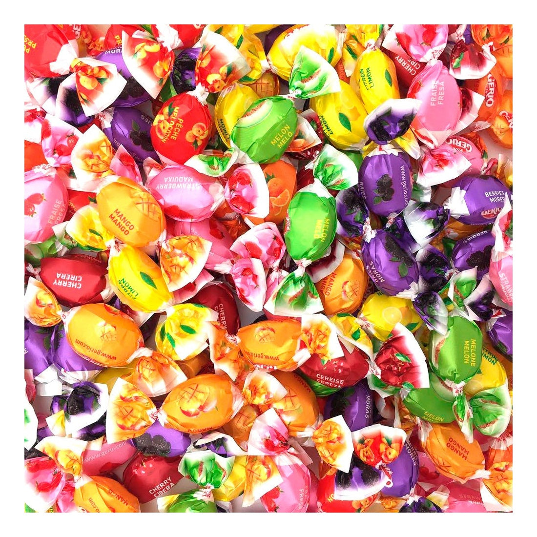 Caramelos Mini Frutas Gerio - Formato Bolsa 1KG - Contiene 400 Unidades