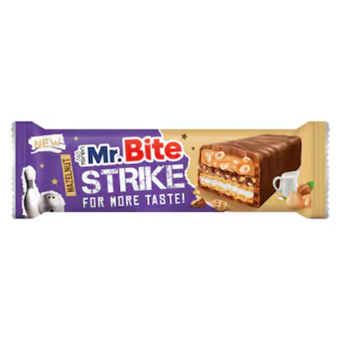 MR. Bite Strike Hazelnut 40G - Expositor Contiene 24 Unidades