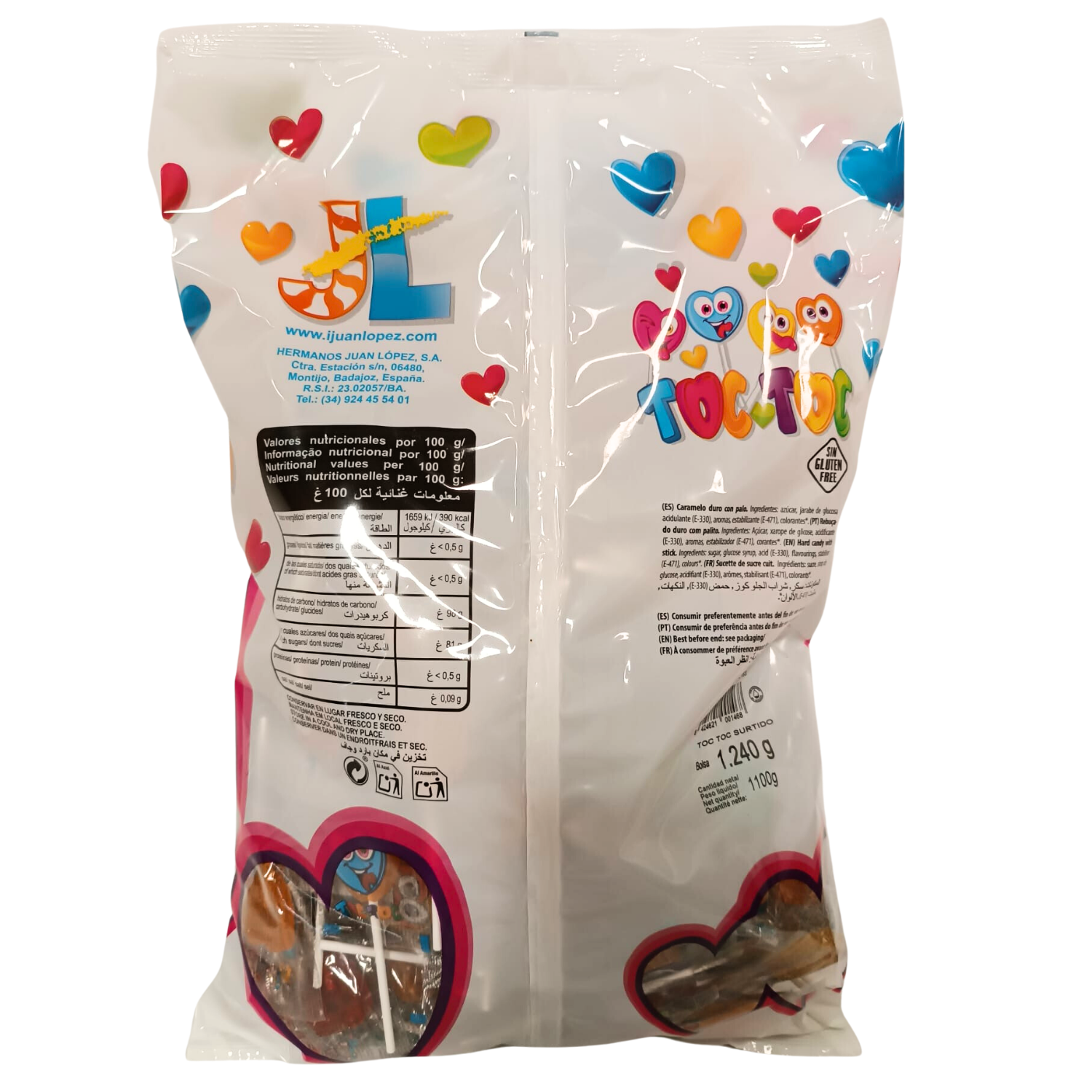 Piruletas Corazon Toc Toc "Sabores y Colores Surtidos" | Formato Bolsa 200 Unidades