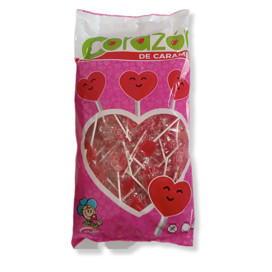 Piruletas Corazón - Sabor Cereza Cerdán | Formato Bolsa 200 Unidades