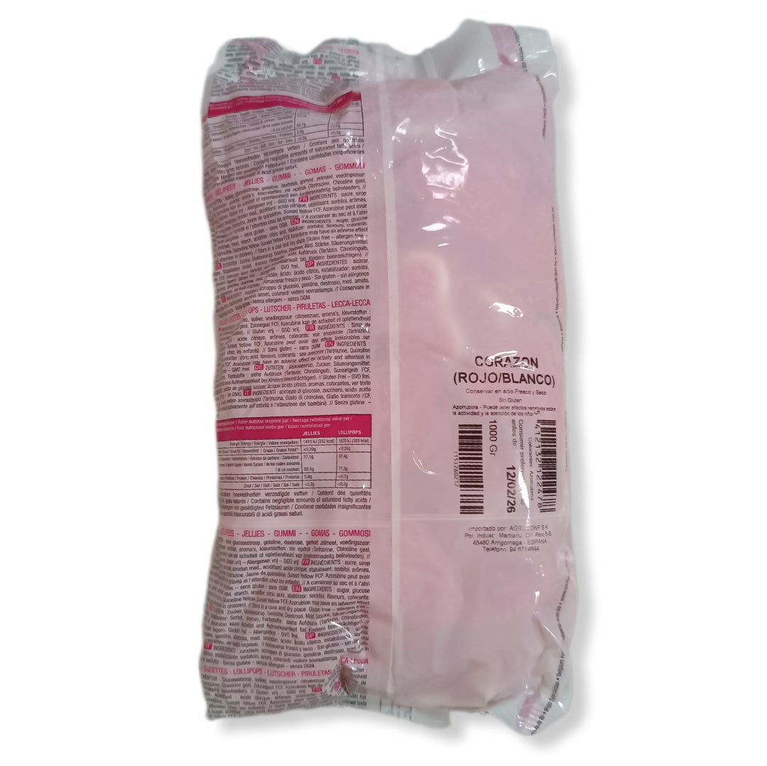 Corazón Rojo/Blanco Azúcar 1kg