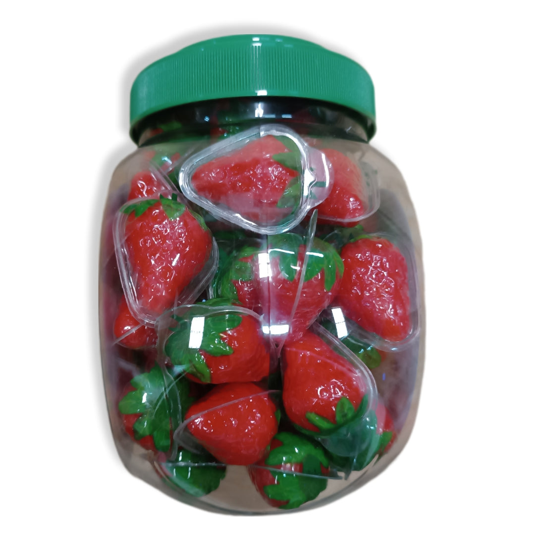 Fresas Rellenas | Interior Relleno Líquido de Fresa | Formato Tarro Reutilizable 60 Unidades