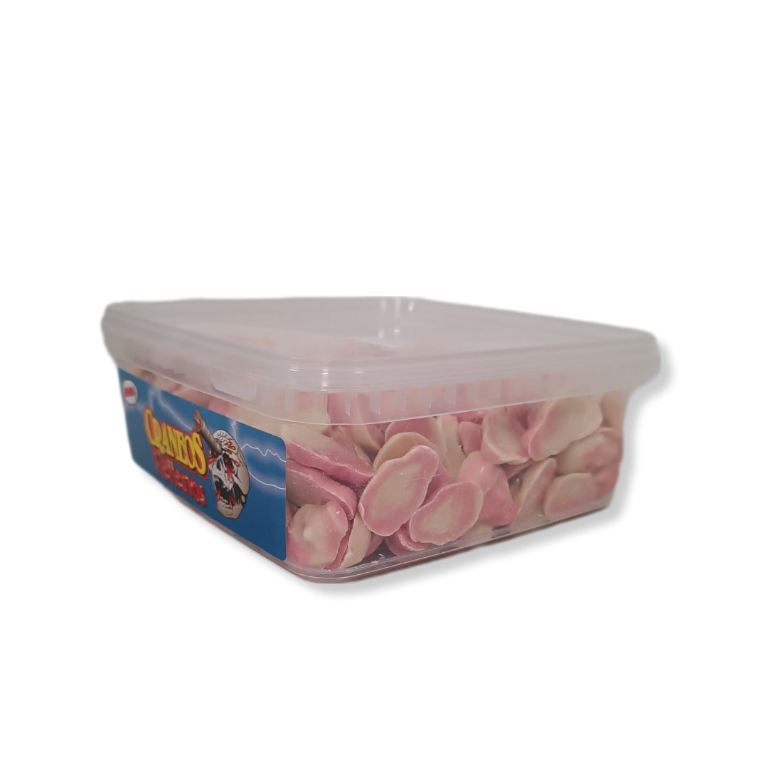 Calaveras Rellenas Chocolate Blanco-Fresa | Formato Tarro Reutilizable Aprox. 300 Uds.