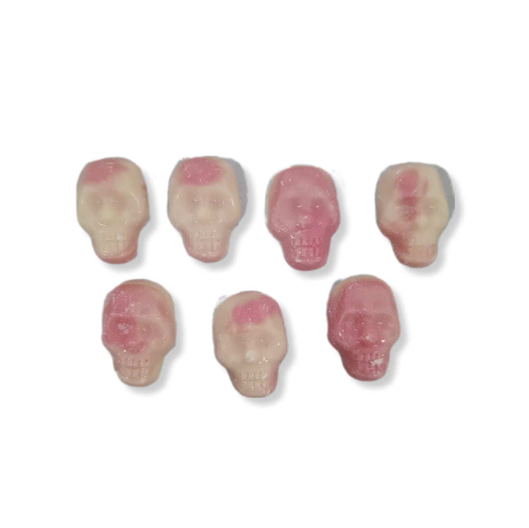 Calaveras Rellenas Chocolate Blanco-Fresa | Formato Tarro Reutilizable Aprox. 300 Uds.