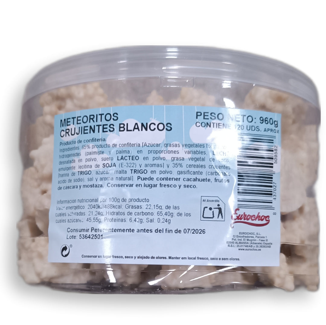 Meteoritos Crujientes Chocolate Blanco | Formato Tarro Reutilizable 960GR