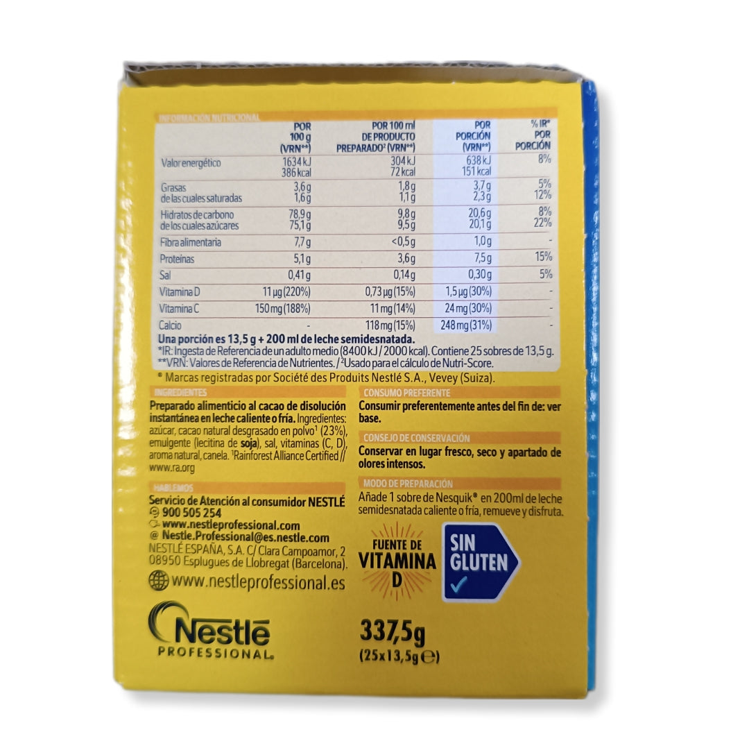 Nesquik Sobres 13,5g - Sin Gluten | Expositor Caja - Contiene 25 Unidades