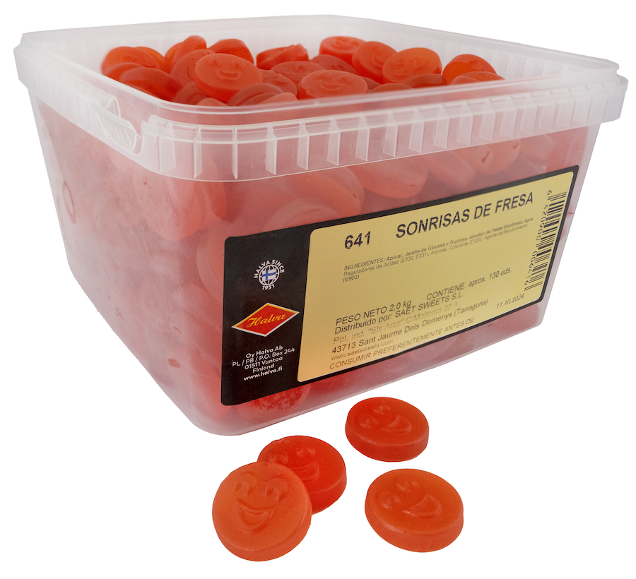 Sonrisas Regaliz Fresa - Saet Sweets | Contiene 330 Unidades