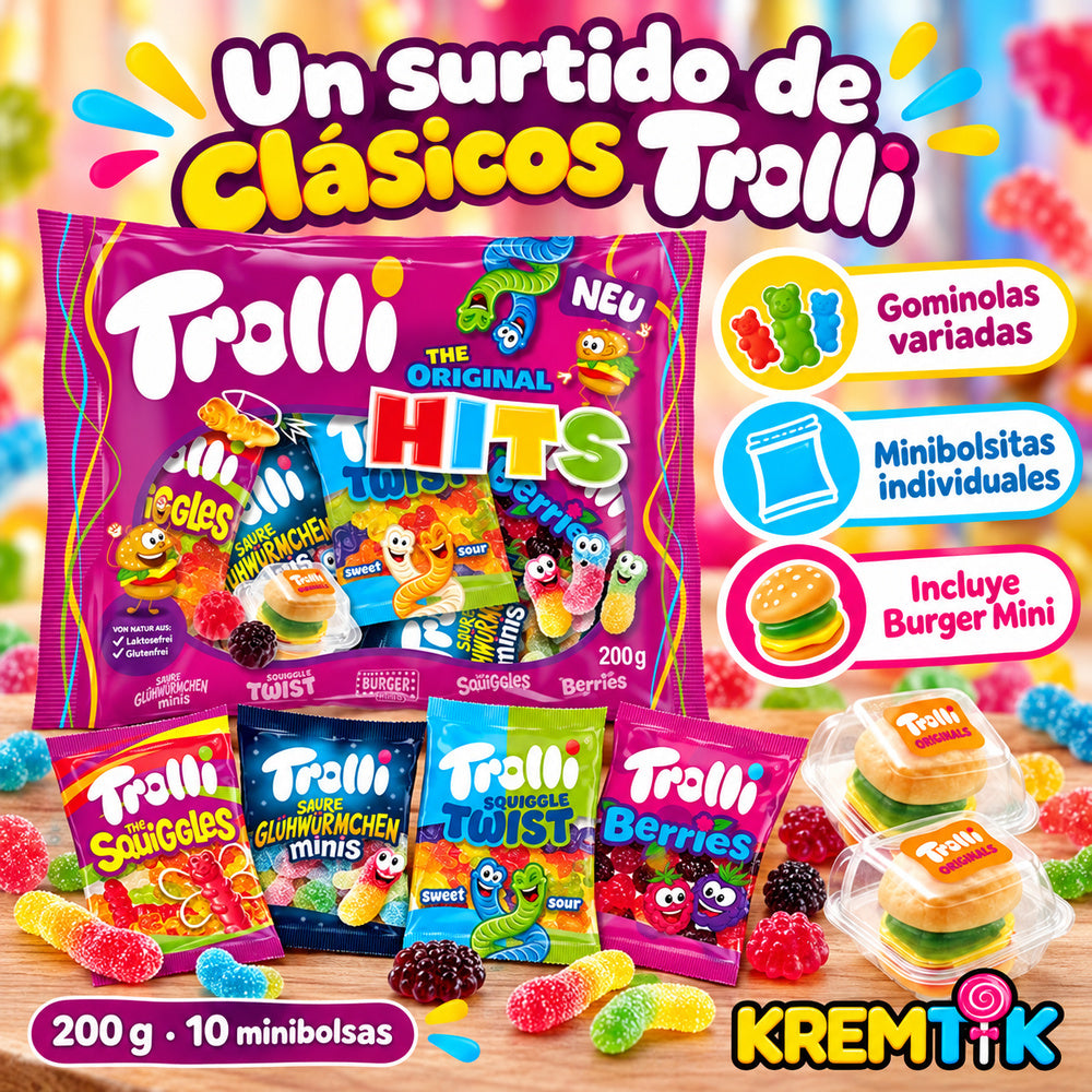 Trolli The Original Hits 200 g - surtido de clásicos y Burger Mini